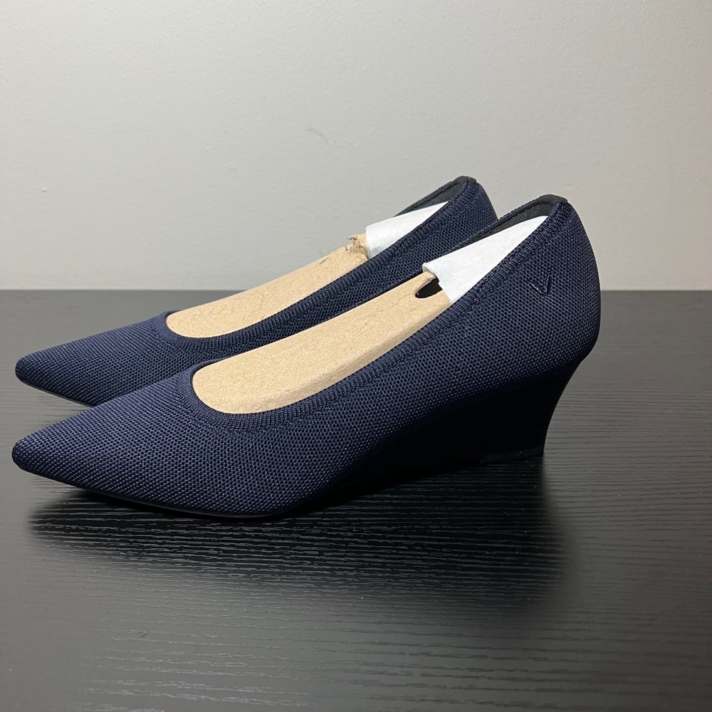 VIVAIA Aria Wedge Pro Navy Blue Knit Pointed Toe Sustainable Heels EU 40 US 9